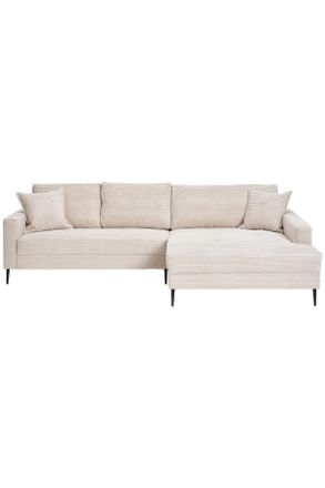CARRYHOME Ecksofa, Creme, Textil, Füllung: Schaumstoff,Schaumstoff, Ottomane rechts, L-Form, 276x173 cm, Stoffauswahl, seitenverkehrt