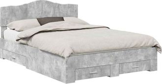 vidaXL Estructura De Cama Con Cabecera Gris Concreto 160 X 200 Cm Vidaxl