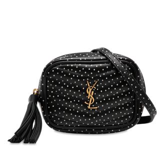 Saint Laurent Tweedehands Baby Gequilte Chevron Kalfsleer Monogram Polkadot Lou Camera Tas