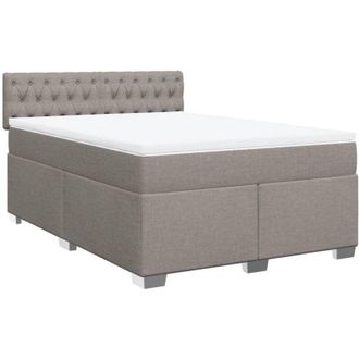 vidaXL Cama Box Spring Con Colch&oacute;n Tela Gris Taupe 140x200 Cm Vidaxl