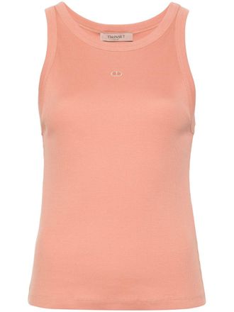 Twin-Set cut out-detail ribbed top - Pink