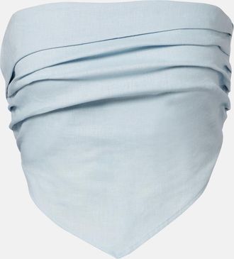 Faithfull The Brand Crop top Antibes de lino fruncido