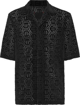 Philipp Plein Shirt Ss Bowling Fit Jacquard Monogram