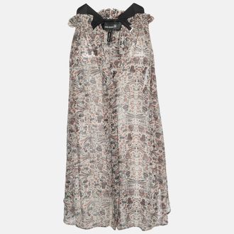 Isabel Marant Grey Printed Chiffon Silk Sleeveless Top