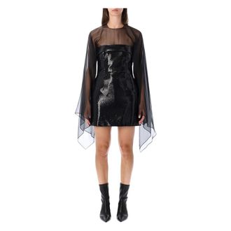 Alberta Ferretti Kleedjes, Dames, Zwart, S, Leer, Abito Paillettes Du Jersey Mini