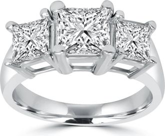 Pompeii3 2ct Three Stone Princess Cut Diamond Engagement Ring 14K Gold Lab Grown Size Selectable