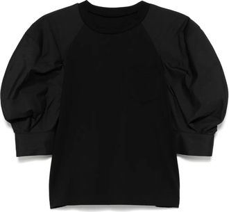 sacai T-shirt met contrasterende mouwen - Zwart