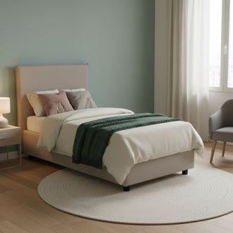 Dmora Dmora - Cama Individual Dapuzz, Cama Contenedor Con Revestimiento De Tela, 100% Made In Italy, Apertura Frontal, Adecuado Para Colch&oacute;n Cm 80x190, T&oacute;rt