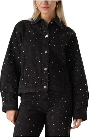 Y.A.S Denim Shacket met Zilveren Glitters - Dames - Spijkerjassen - Zwart - S - Denim - Jassen