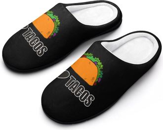 Generic I Love Tacos Mens Slipper Slip On Winter Warm House Slippers Shoes Indoor Outdoor
