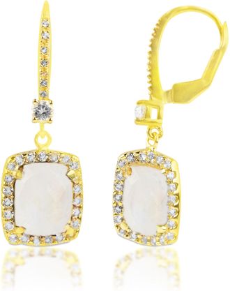 MAX + STONE 18k Gold Over Sterling Silver 6.2 Ct. Cushion Cut Gemstone Dangle Earrings