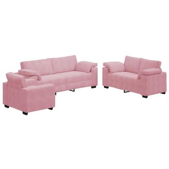 vidaXL Juego De Sof&aacute;s Con Cojines 3 Piezas Terciopelo Rosa Vidaxl