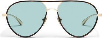 Quay Say Less 59mm Aviator Sunglasses in Amber Tort/Aqua at Nordstrom