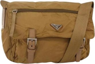 Prada Pre-owned Cross Body Bags, female, Brown, Size: ONE SIZE Pre-owned Vintage Nylon Shoulder Bag