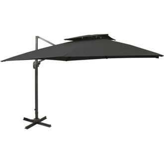 vidaXL Paraguas En Voladizo Con Doble Toldo De 300x300 Cm Negro
