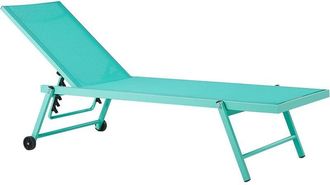 Beliani Beliani - Garden Patio Lounger Textiline Aluminium Frame Reclining Turquois Portofino
