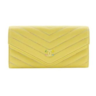 Chanel Pre-owned Vintage Portemonnee - Dames - Pre-owned - Geel - Maat: ONE Size Leer