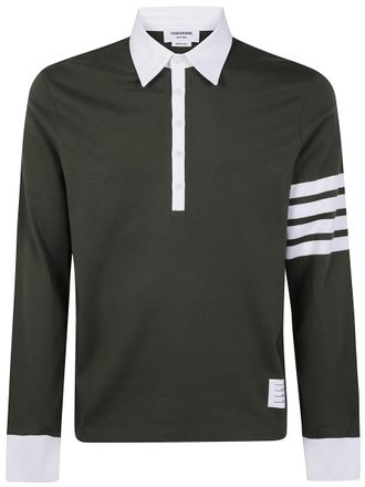 Thom Browne Classic Fit Long Sleeve Rugby In Med Weight Jersey With Eng 4 Bar
