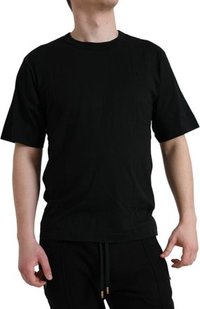 Dolce & Gabbana Mens Black Logo Embossed Crew Neck Short Sleeves T-Shirt Cotton