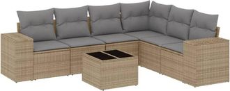 vidaXL Vidaxl - Set Sof&aacute;s De Jard&iacute;n 7 Piezas Y Cojines Rat&aacute;n Sint&eacute;tico Beige