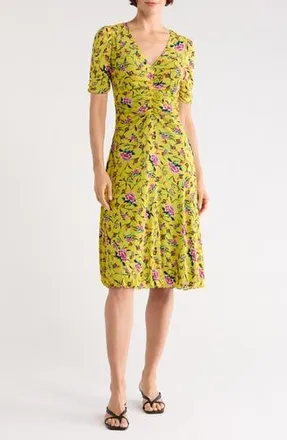 Diane Von F&uuml;rstenberg Koren Ruched Dress in Dancing Rose Mix at Nordstrom Rack, Size X-Small
