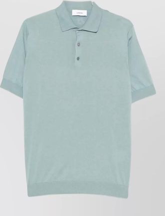 Lardini ribbed-knit cotton short-sleeve polo shirt