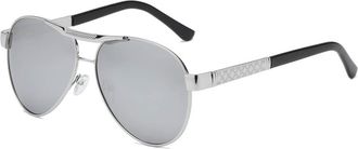 Generic Polarized Sunglasses Waterproof Antifouling with Metal Trim for Men, Double Beam Skeleton Design for Travel and Shopping