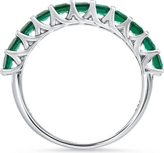 Pompeii3 2.50Ct Emerald 11-Stone Wedding Anniversary Ring Stackable 14k White Gold Band