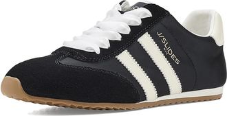 J/Slides Peggy Womens Shoes Black/White : 7.5 M, Suede/Synthetic