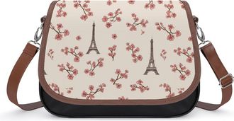 Generic Eiffel Tower Floral Fashion Womens Crossbody Bags Novelty Handbag Shoulder Bag Purse