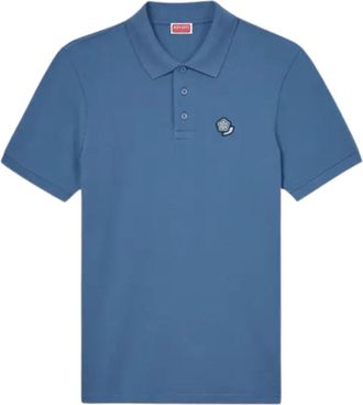 Kenzo Tops, Heren, Blauw, M, Katoen, Blauw Geborduurd Katoenen Poloshirt
