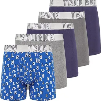 True Religion Boxer Briefs Stretch Underwear Pack of 5 in Navy/grey/silver at Nordstrom, Size X-Large