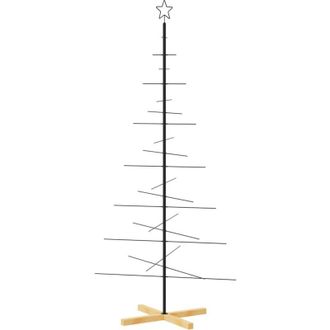 vidaXL &Aacute;rbol De Navidad Metal Negro Con Base De Madera 180 Cm Vidaxl