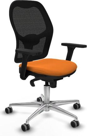 Piqueras y Crespo Piqueras Y Crespo - Jorquera Sincro Malla Negra Similpiel Naranja Brazos 3d Base Aluminio Ruedas 65mm Engomada