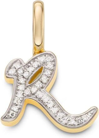 Monica Vinader Gold Alphabet R Diamond Pendant Charm Diamond