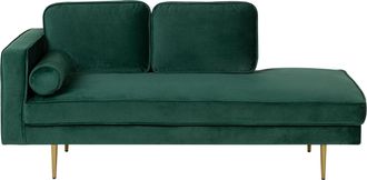 Beliani Beliani - Chaise Longue Tapizado En Terciopelo Verde Esmeralda Versi&oacute;n Izquierda Patas De Metal Dise&ntilde;o Moderno Miramas