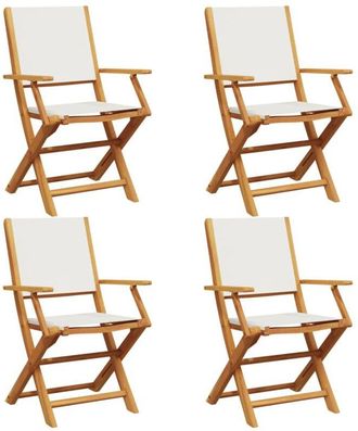 vidaXL Vidaxl - Sillas jardín plegables 4 uds tela madera maciza y tela crema