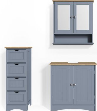 Vicco Conjunto De Muebles De Ba&ntilde;o Bianco, Gris, 3 Piezas