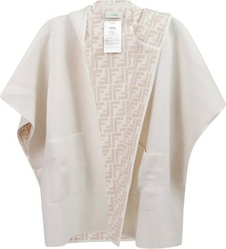Fendi FF Motif Omkeerbare Cape - Dames - Jassen - Beige - Maat: M Wol