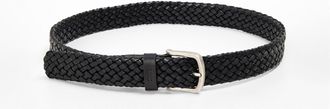 HUGO BOSS Mens Accessories Braided Leather Belt with Pin Buckle in Black - Size 110 cm