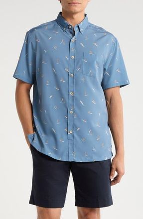 Kahala Surfs Up Short Sleeve Button-Down Shirt in Denim Blue at Nordstrom, Size Xx-Large