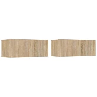 Berkfield Home TV Cabinets 2 pcs Sonoma Oak 80x30x30 cm Engineered Wood in Light Tan | Size: 80 x 30 x 30 cm