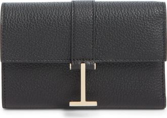 Tom Ford Kara Grain Leather Compact Wallet in Black at Nordstrom