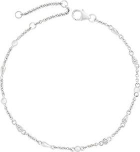 Lucy Quartermaine Skinny Drip Anklet with White Topaz in Sterling Silver at Nordstrom, Size 10