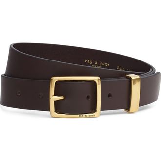 Rag & Bone X Boyfriend Leather Belt in Dark Brown at Nordstrom, Size Small