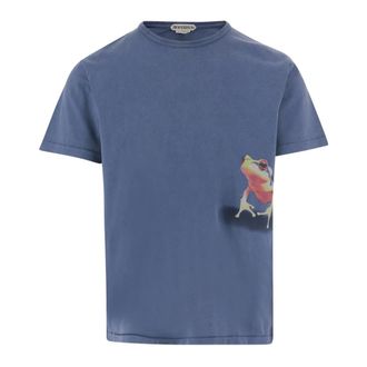 J.W.Anderson Tops, Heren, Blauw, L, Katoen, Peeking Frog T-Shirt