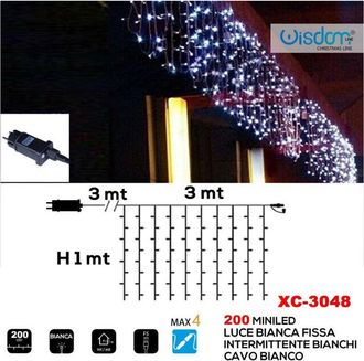 Trade Shop Trade Shop - Tenda Luminosa Natalizia 200led Luce Bianca Fissa + Bianca Intermittente Xc-3048