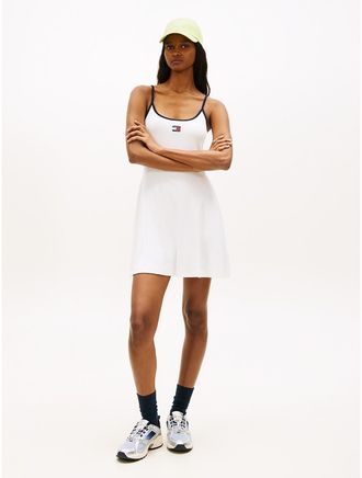 Tommy Hilfiger Womens Tommy Jeans Rib-Knit Skater Mini Dress - White - XL