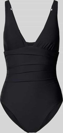 Jake*s Casual Slim Fit Badeanzug mit Raffungen in Black, Gr&ouml;&szlig;e XL