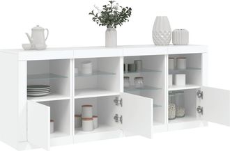 vidaXL Aparador Con Luces Led Blanco 164x37x67 Cm Vidaxl